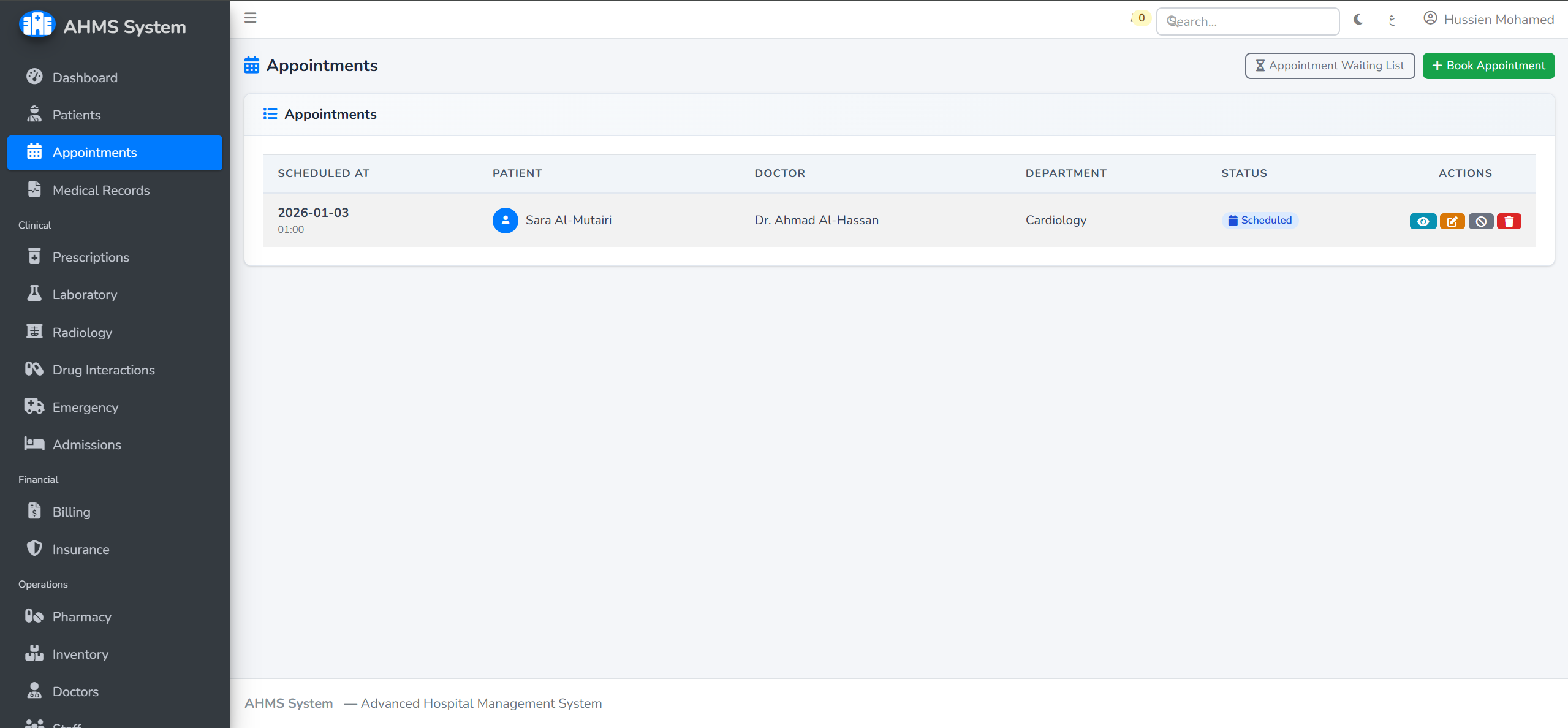 Advanced Hospital Management System
