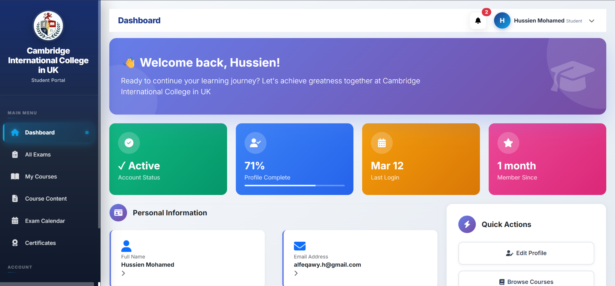 Cambridge International College in UK