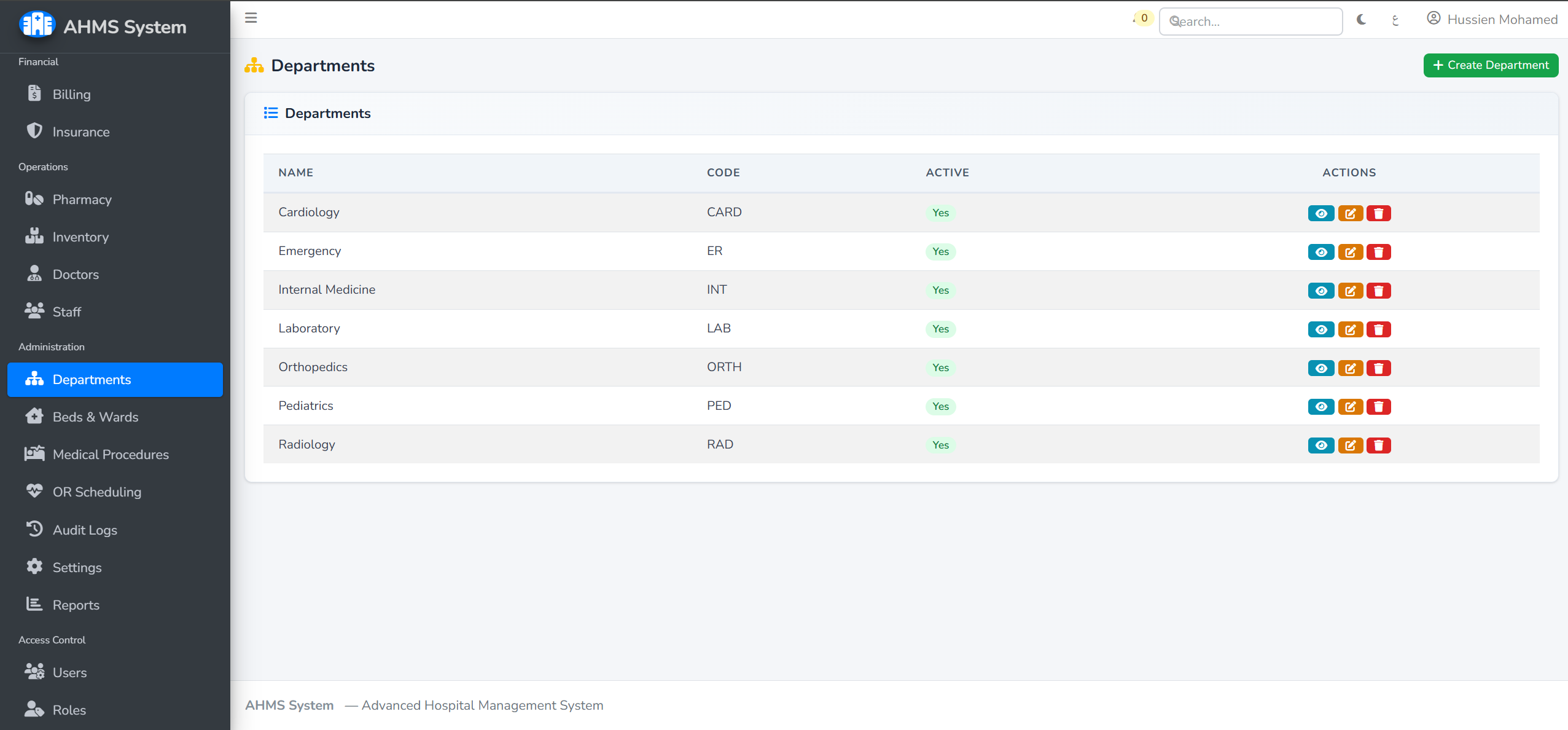 Advanced Hospital Management System